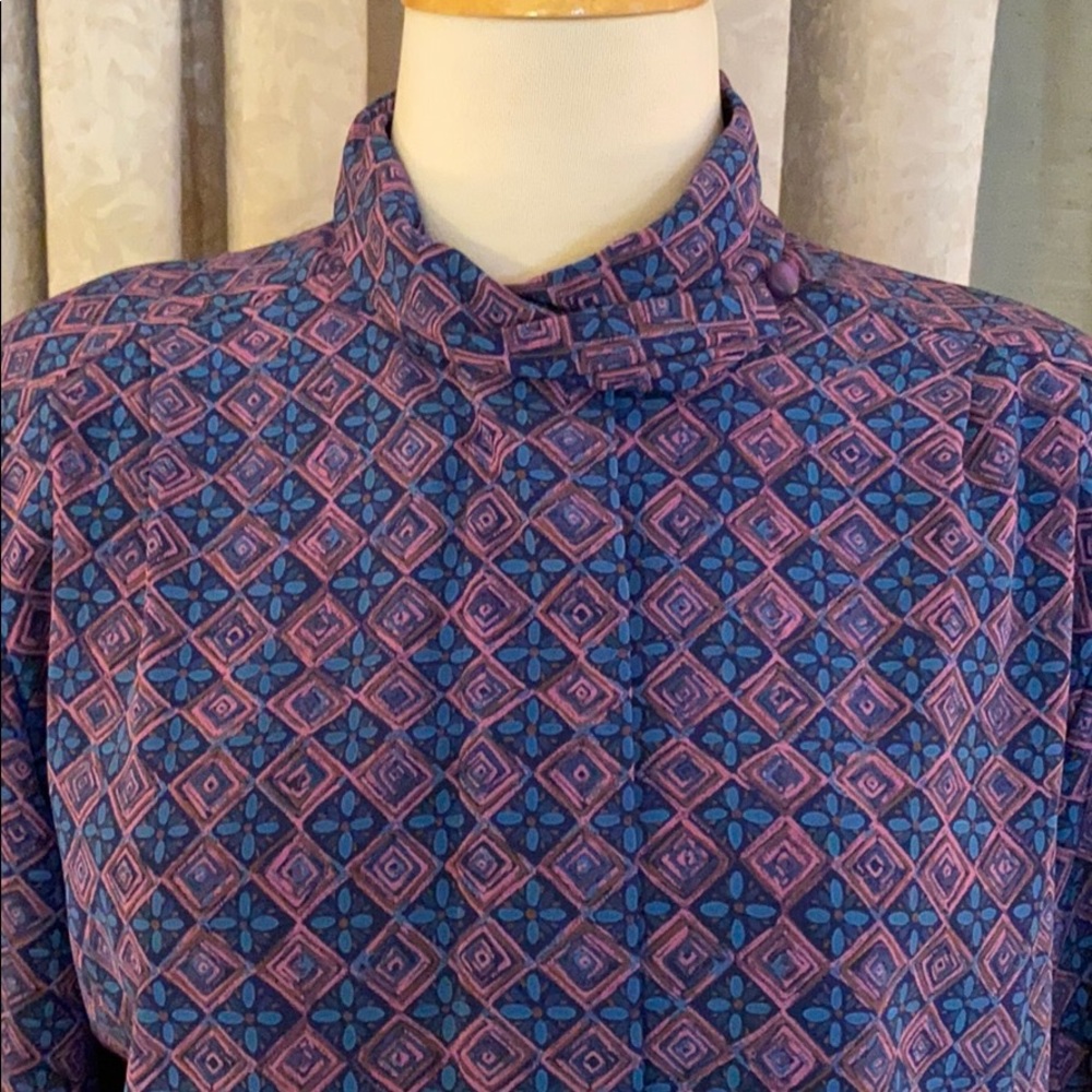 Vintage Pendleton Hidden Button Blouse Geometric - image 6